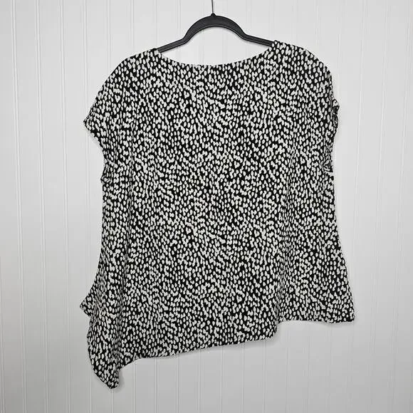 bryn WALKER Black White Linen Ivy Top Size XS Lagenlook Oversized Asymmetrical - Picture 2 of 7
